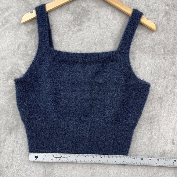 House of Harlow 1960 Navy Blue Fuzzy Knit Sweater Tank Top Cami Top - Picture 8 of 8